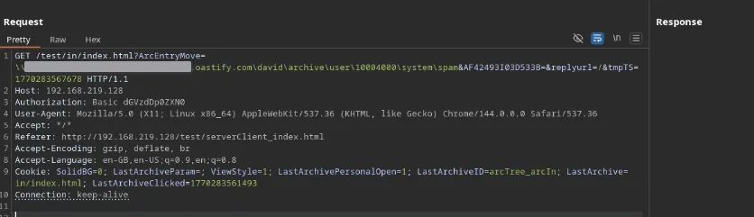 authenticated SSRF via the move-archive functionality